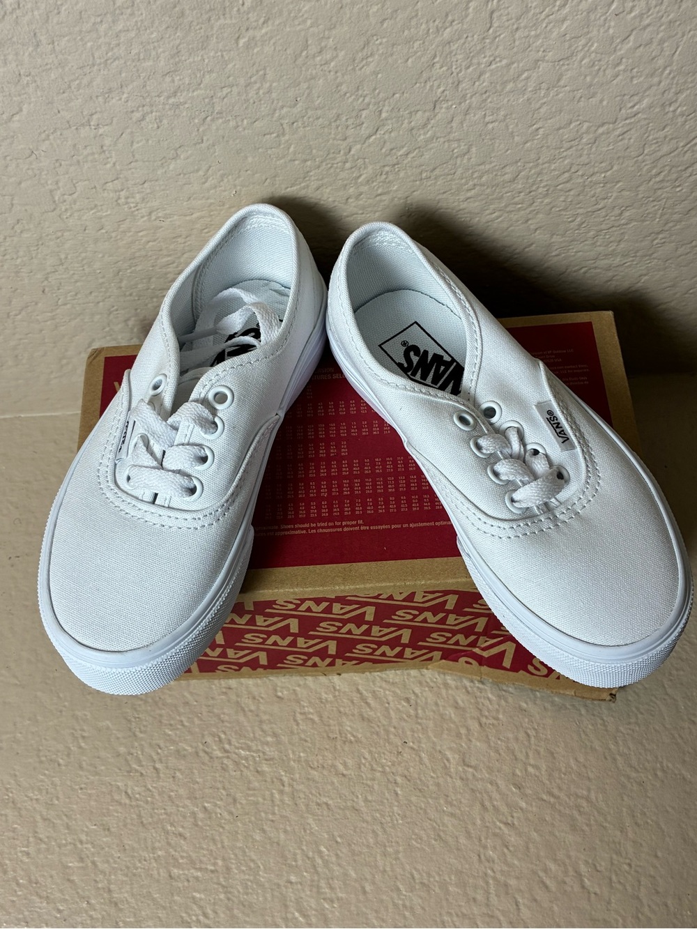 Vans Authentic White Canvas Sneakers Kids Size 11.5